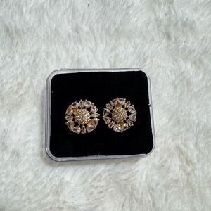 Elegant Gold and Stone Stud Earrings